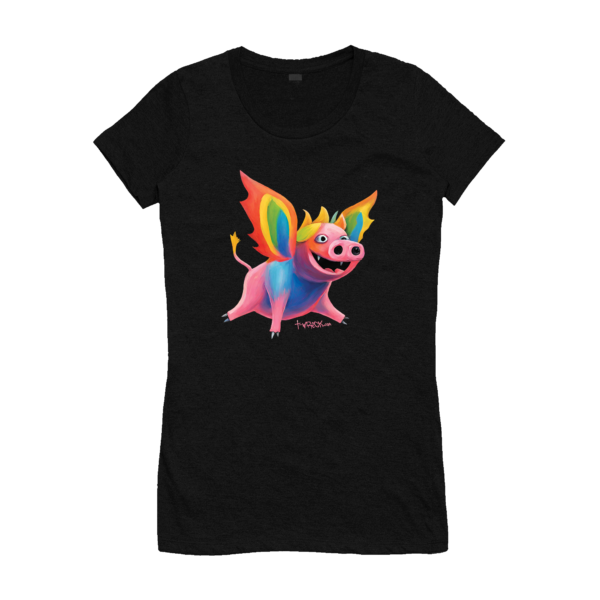 cool t-shirt ladies flying pig t-shirt