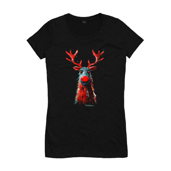 cool t-shirt ladies xmas reindeer t-shirt