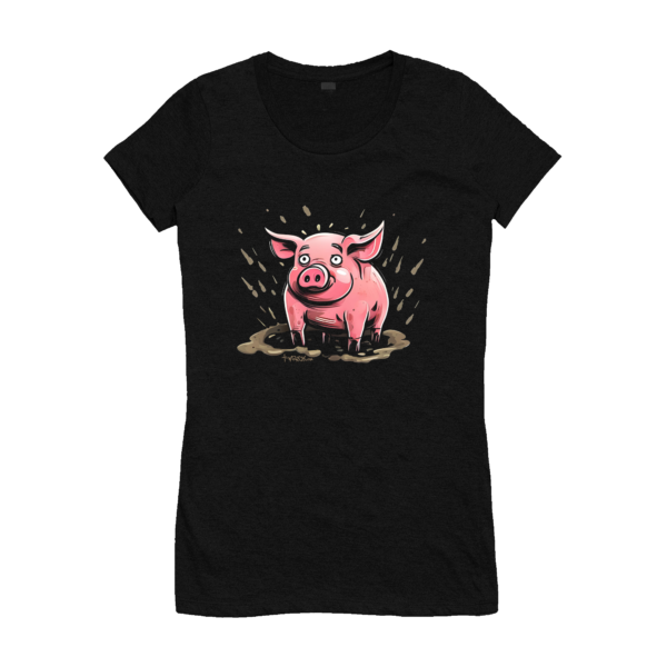 cool t-shirt ladies pig in mud t-shirt
